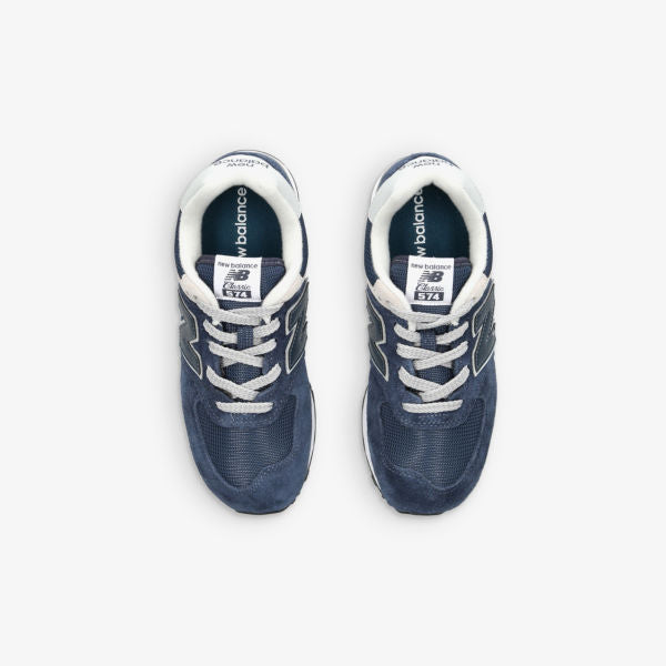 574 Evergreen New Balance Logo Embossed Suede Low Top Sneakers, Navy