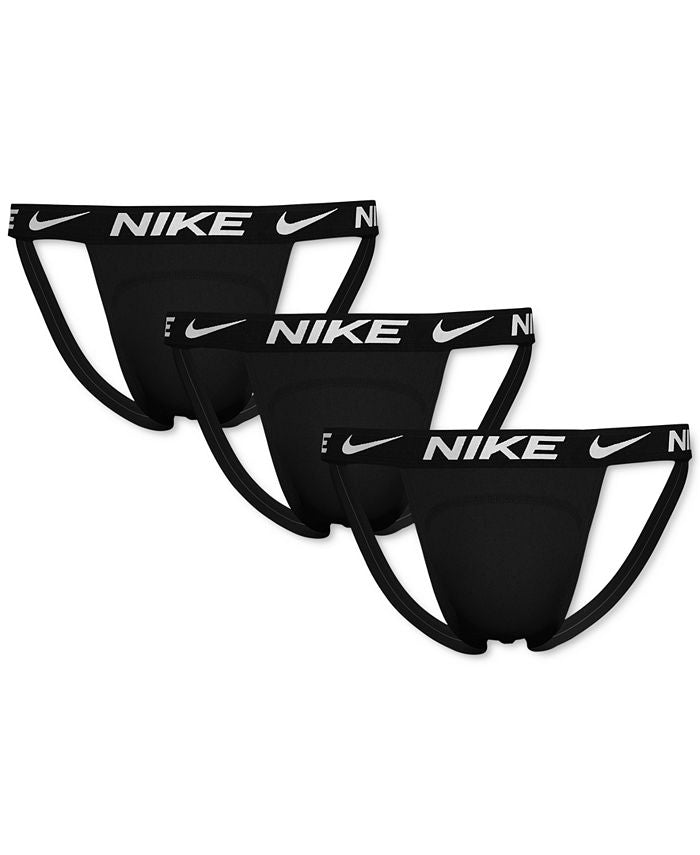 مجموعة من 3 قطع من أحزمة Nike Micro Jock Essential Dri-FIT للرجال، باللون الأسود