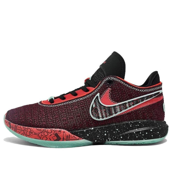 حذاء رياضي (GS) Nike LeBron 20 'Night Maroon'، لون كستنائي/متعدد الألوان/أسود