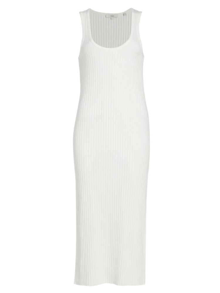 Vince Ribbed Midi Tank Dress in Off White