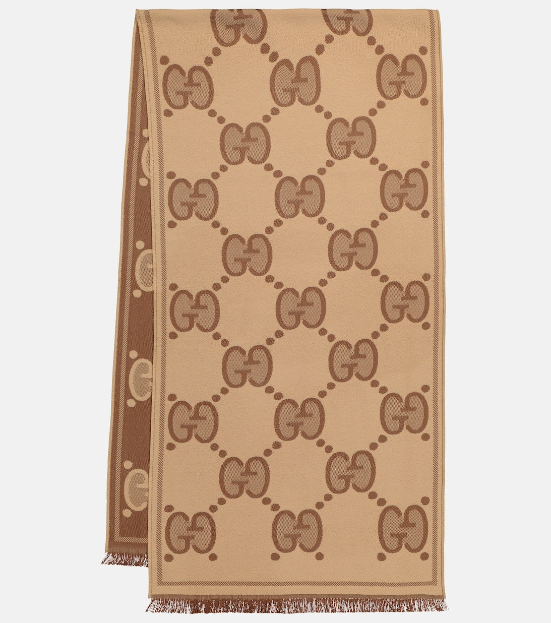 Wool jacquard scarf with GG Gucci pattern, beige