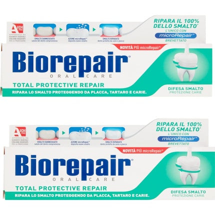 Biorepair Total Protective Repair Toothpaste, 2.5 fl oz, 75 ml, 2 pcs, Vittleitaly