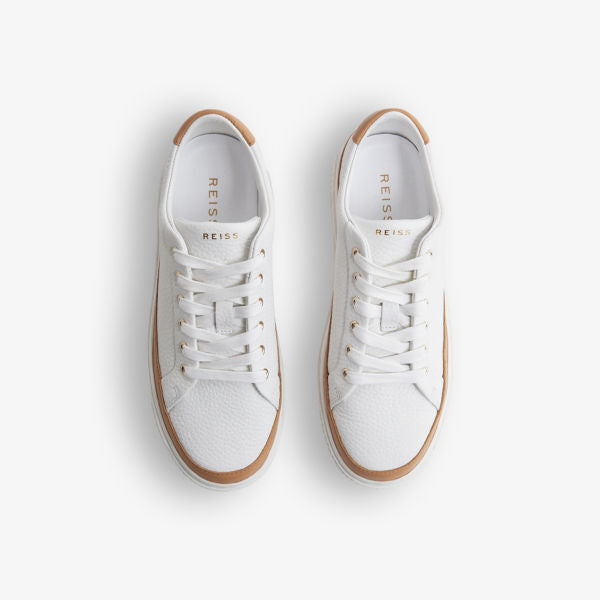 Leanne Reiss Low Top Grain Leather Sneakers, White