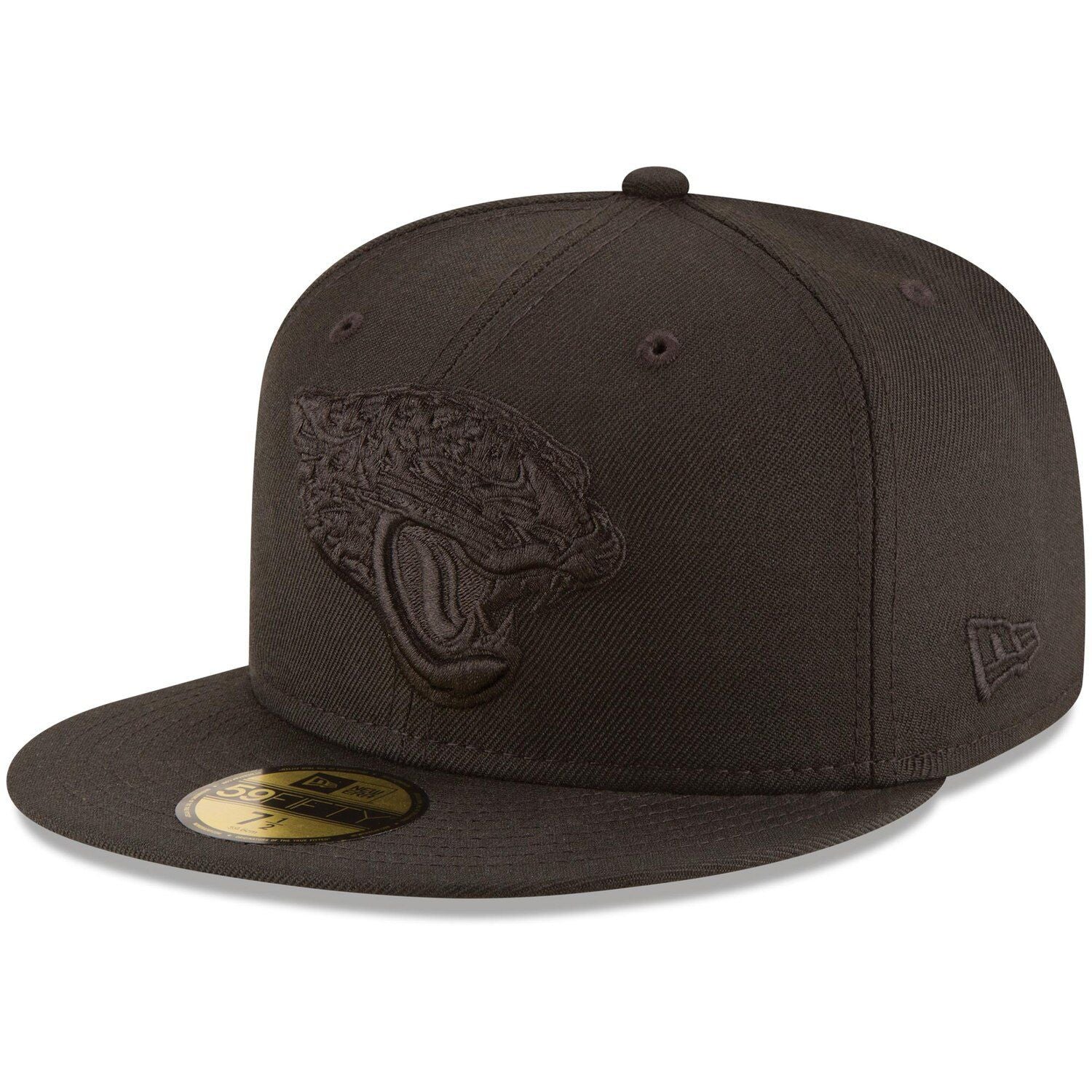 قبعة New Era Jacksonville Jaguars للرجال ذات المقاس المناسب باللون الأسود على الأسود 59FIFTY