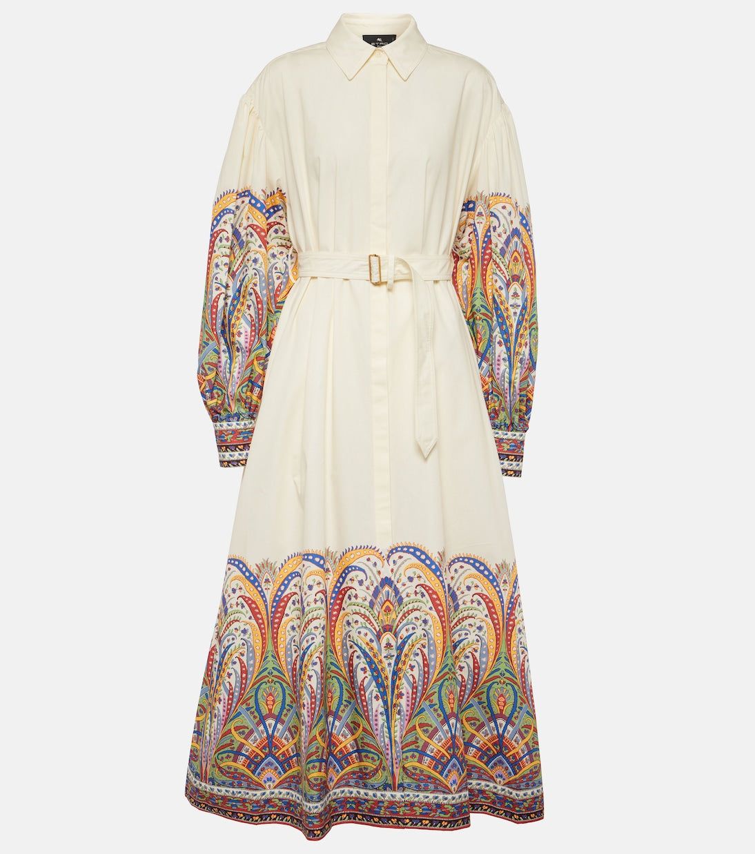 Cotton midi shirt dress with paisley pattern Etro, multicolor