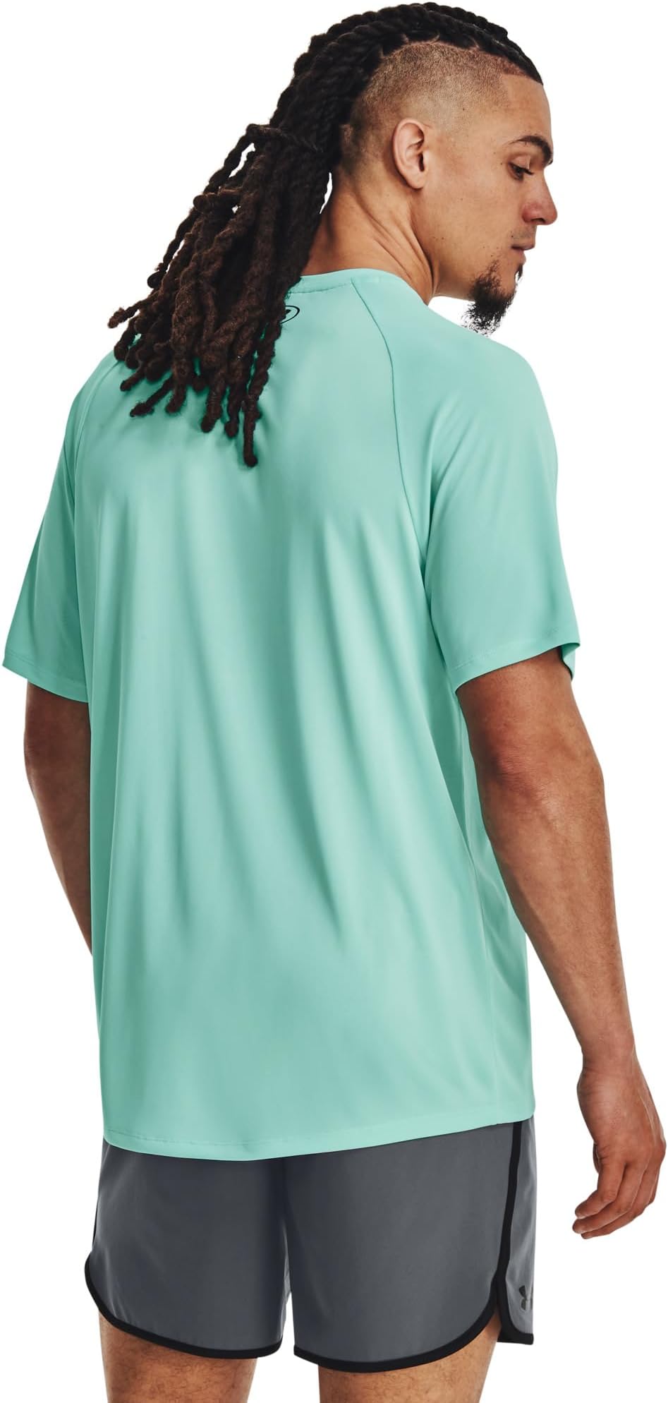 UA Tech Under Armor Short Sleeve T-Shirt, Neo Turquoise/Black