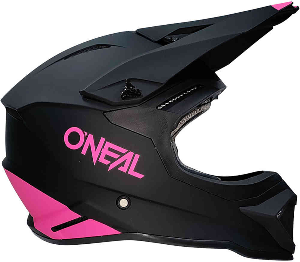 1SRS Oneal Hard Motocross Helmet, Matte Black/Pink