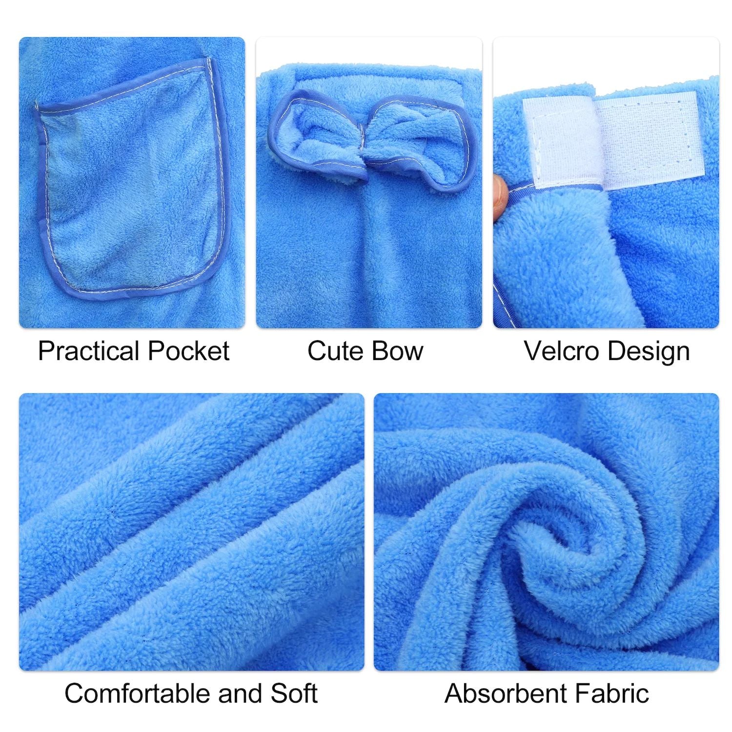 Women's Bath Towel, Adjustable Bathrobe with Shower Pocket