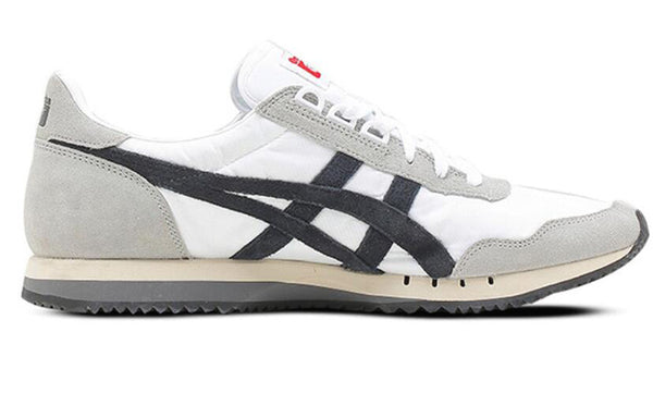 حذاء رياضي كاجوال خفيف الوزن غير قابل للانزلاق من Onitsuka Tiger Dualio منخفض الرقبة للجنسين باللونين الأسود والأبيض، أبيض