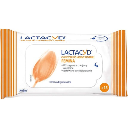 Lactacid Femina wet wipes for intimate hygiene enriched with soothing allantoin, 15 wipes, Lactacyd