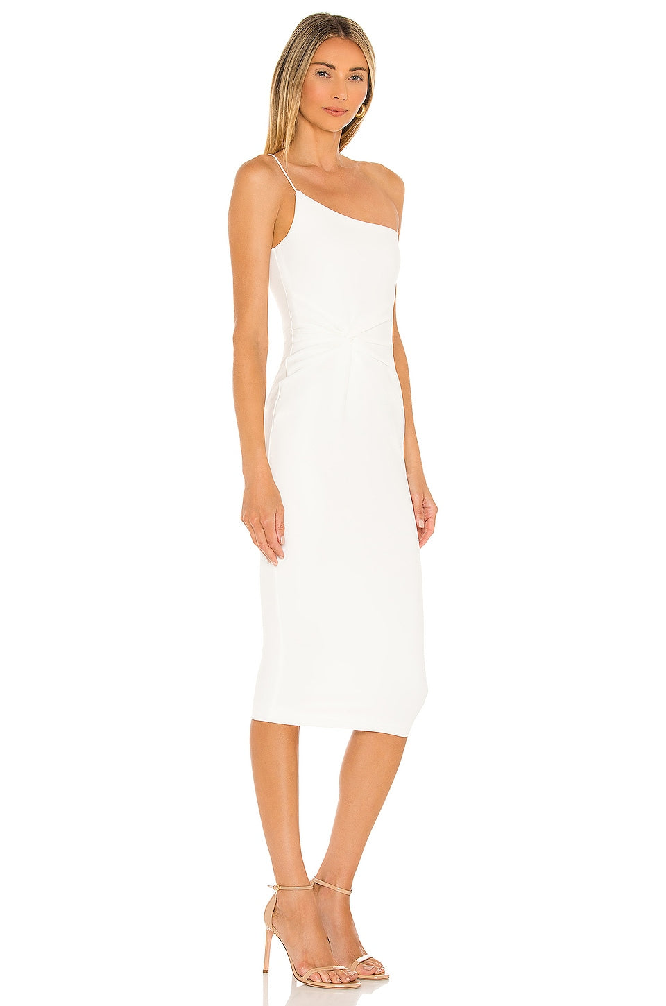 Nookie Lust One Shoulder Midi Dress, White