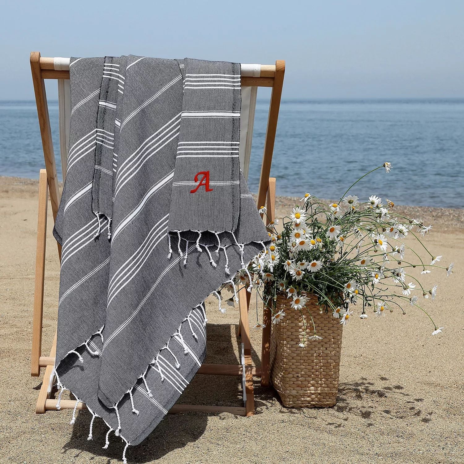 Linum Home Textiles Turkish Cotton Lucky Personalized Pestemal Beach Towel