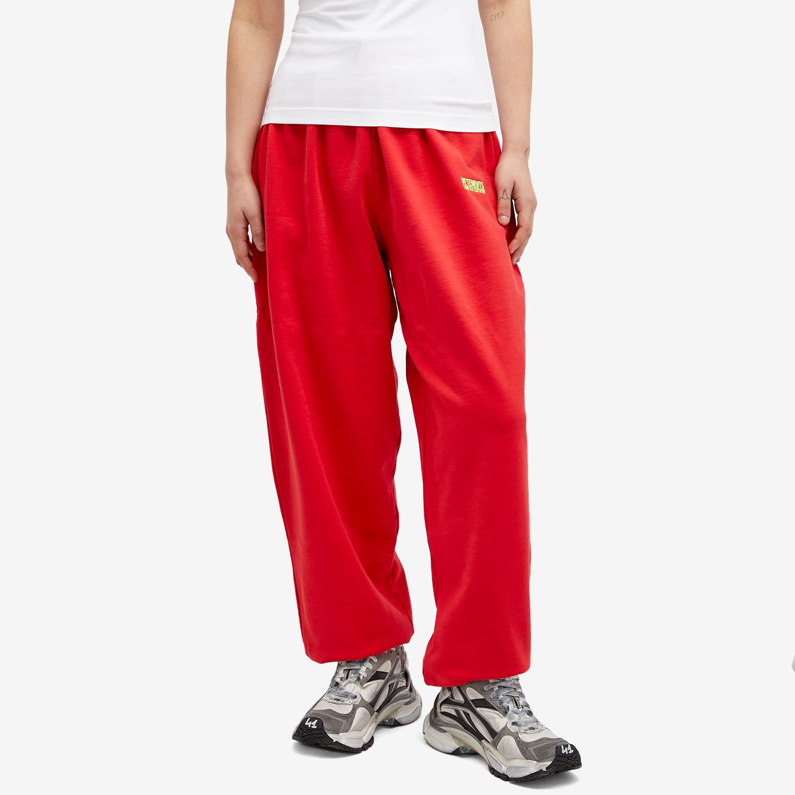 Vetements Embroidered Logo Track Pants, Red