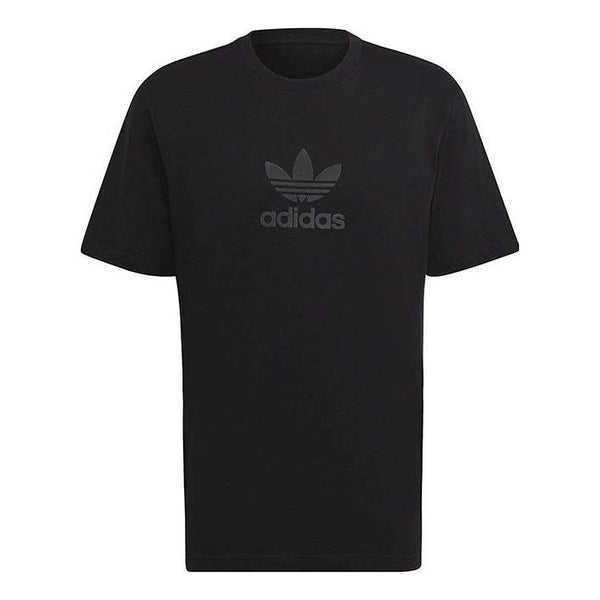 تي شيرت adidas originals بلون سادة مع شعار وياقة دائرية وأكمام قصيرة، أسود، أسود