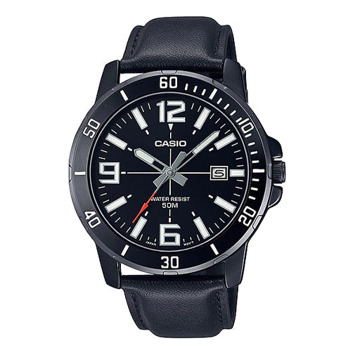 Watch Men's CASIO Dress Series Classic Minimalistic Exquisite Fashion Watch 45mm 50m Waterproof Strap Mens Black Analog, black