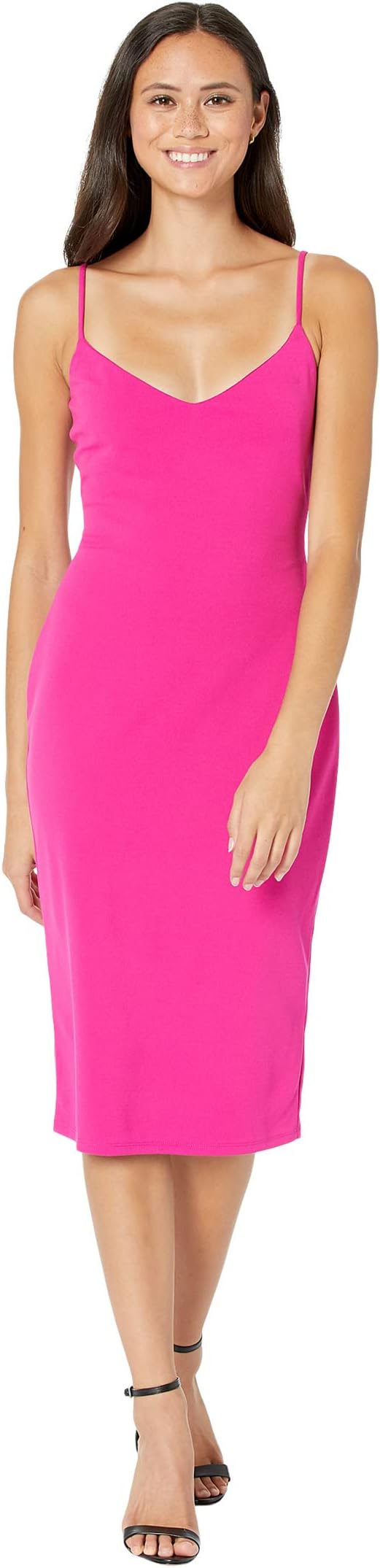 Scuba Bebe tie back crepe midi dress, fuchsia