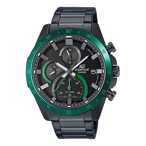 Watch CASIO Waterproof EDIFICE Mens BlackGreen Analog, green