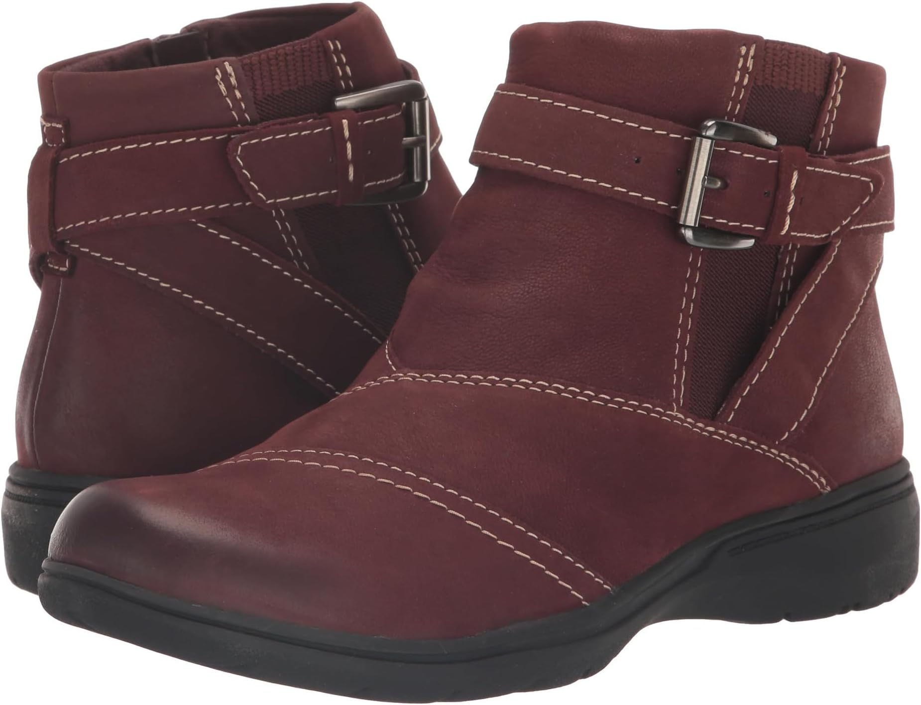 Carleigh Dalia Clarks Ankle Boots Burgundy Nubuck