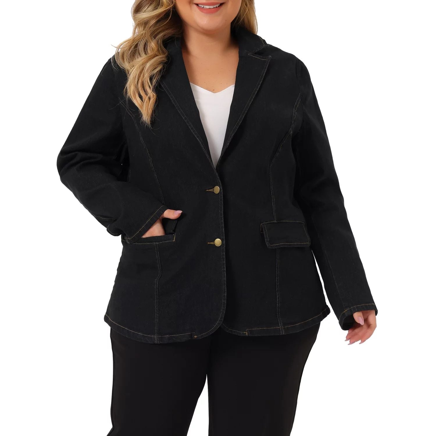 Women's Plus Size Workwear Fashion Agnes Orinda Denim Bomber Jacket