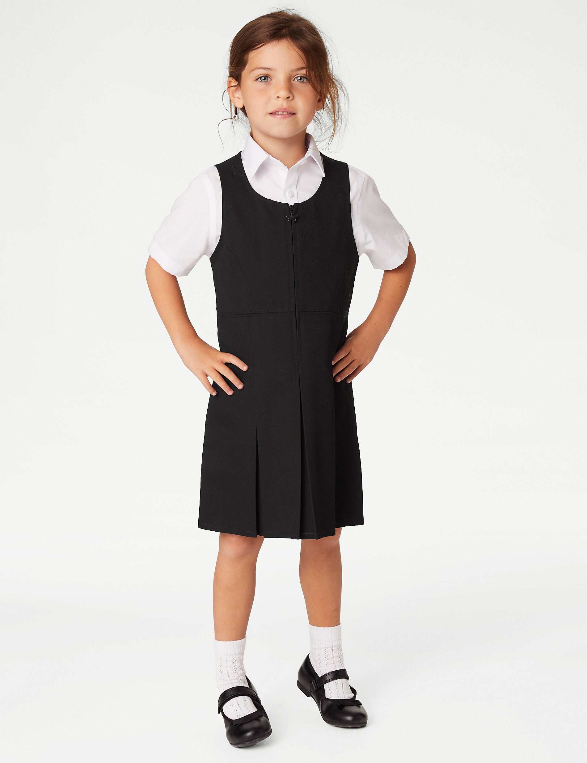 School pleated sundress for girls (2-12 years) Marks & Spencer, black