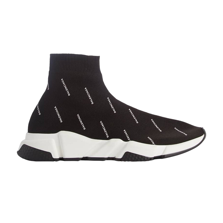 حذاء رياضي Balenciaga Speed ​​Trainer Mid 'Logo Print' باللون الأسود