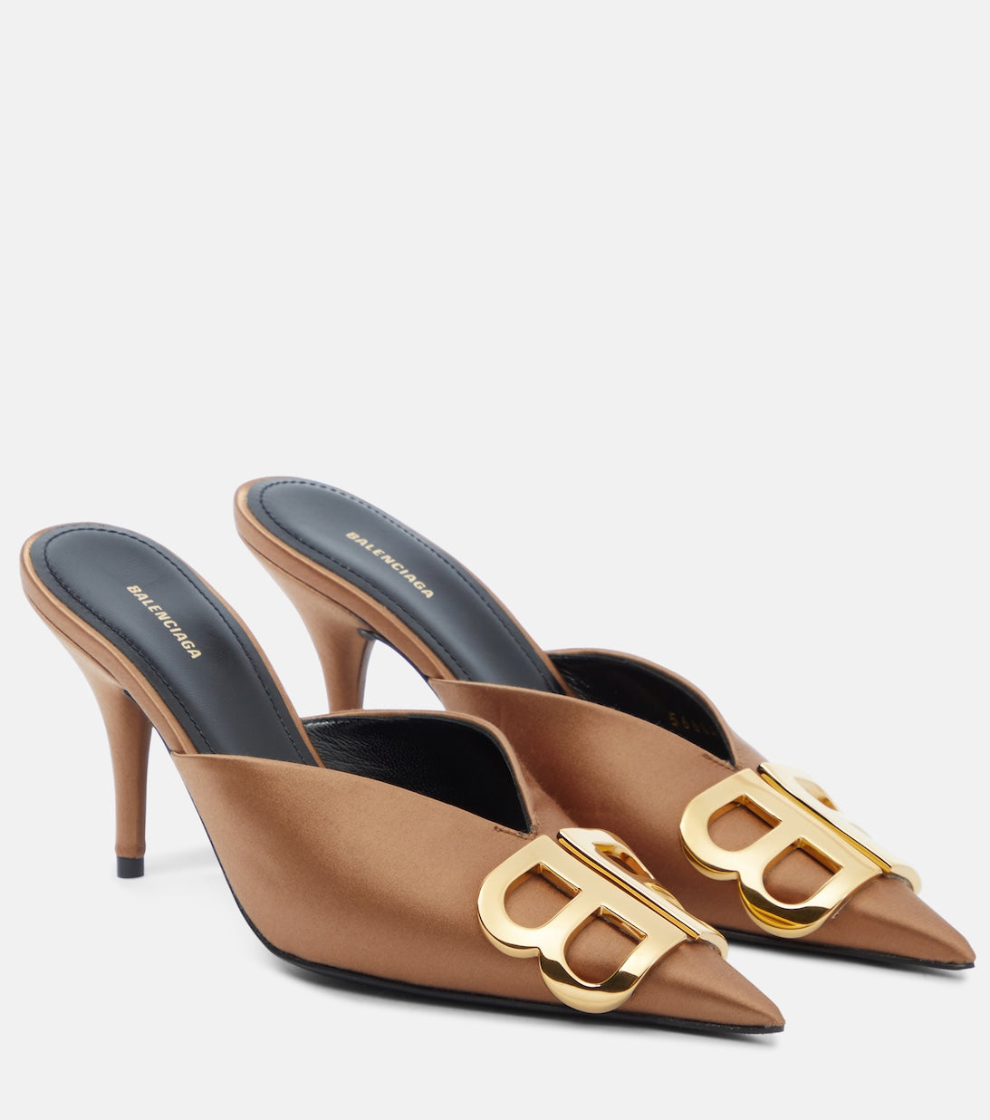 BB Balenciaga satin mules, brown