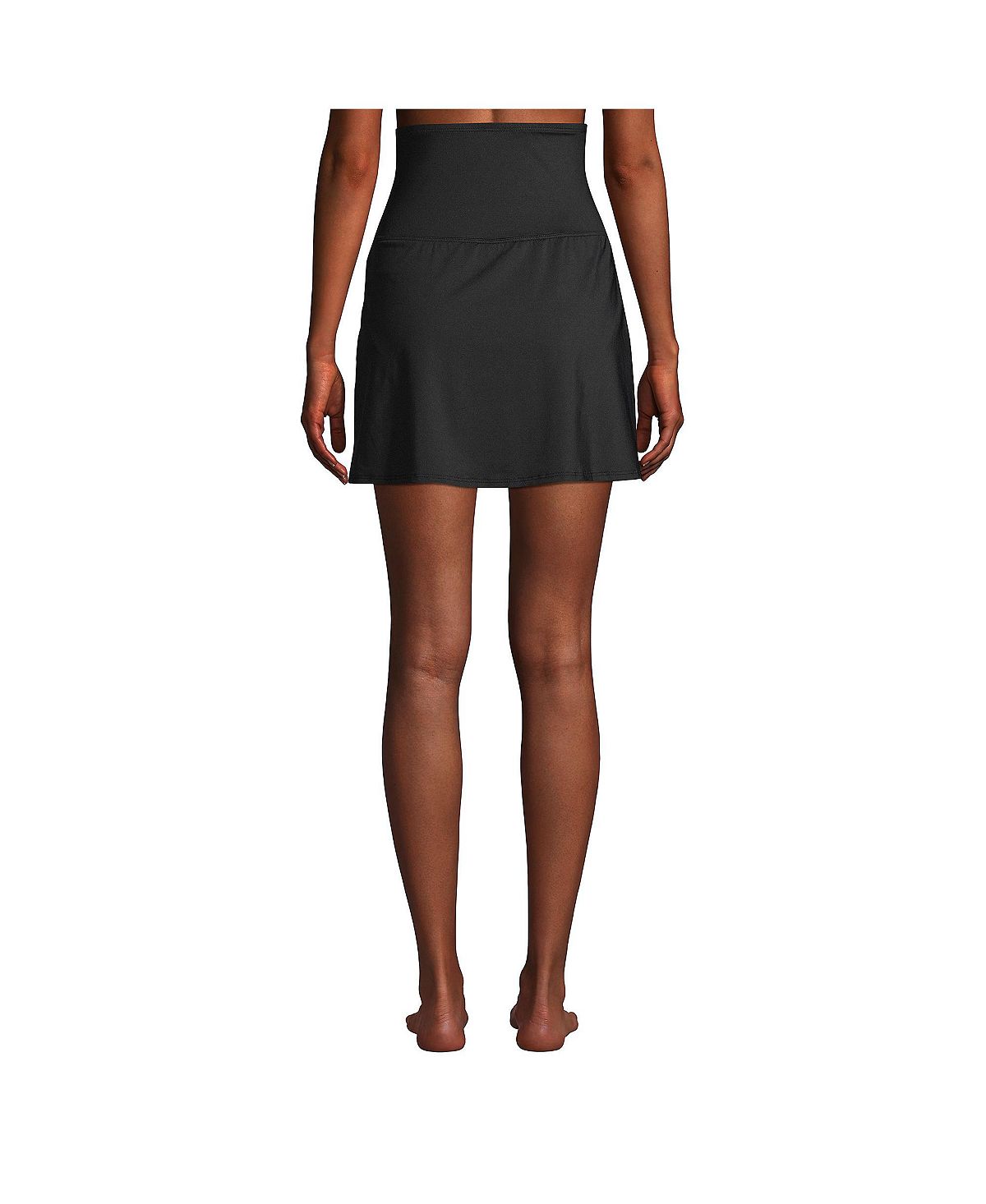 Women's Modest Ultra High Waist Swim Skirt Lands' End Tummy Control Swim Briefs, Black