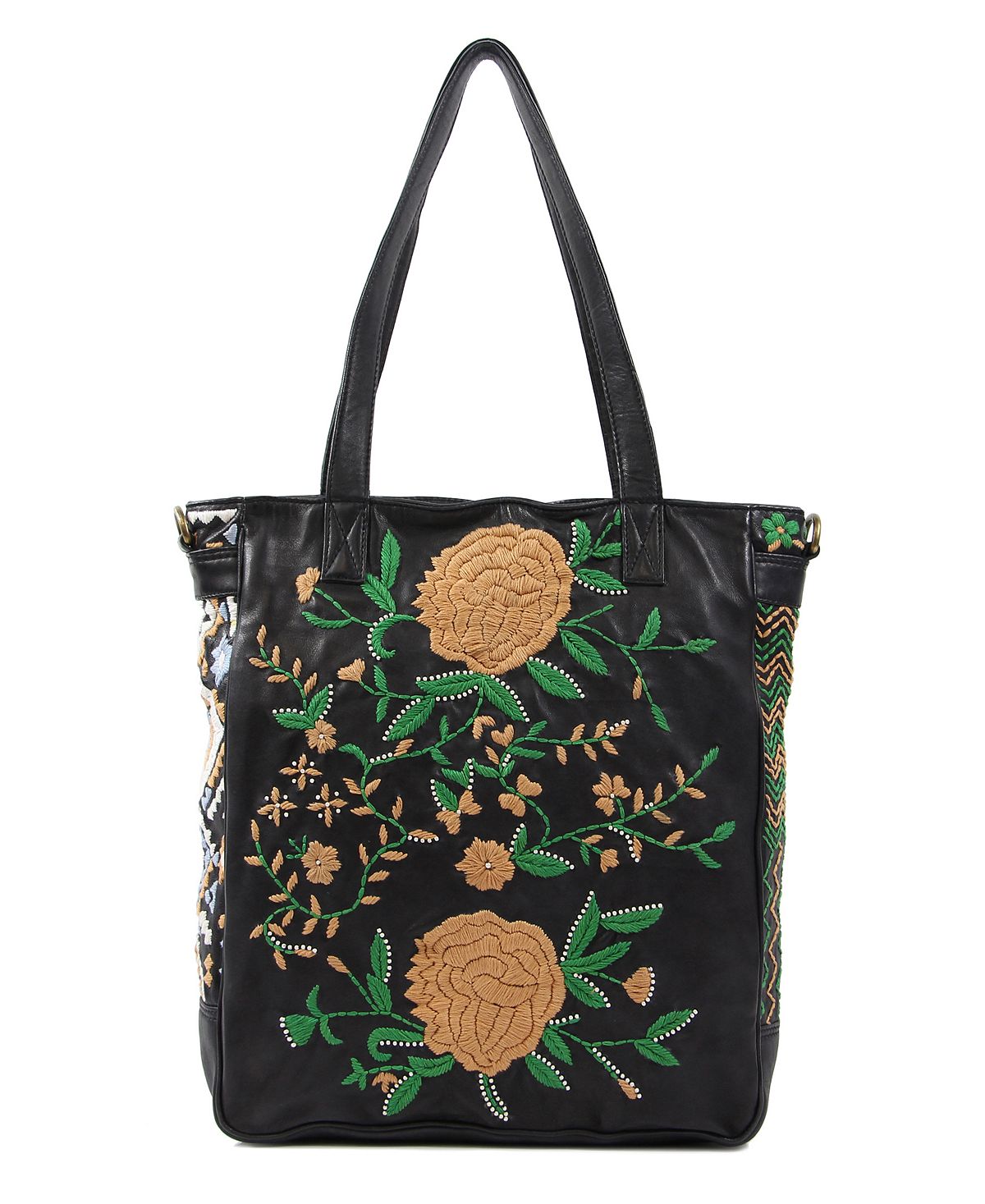 Women's large Flora Soul bag with hand embroidery OLD TREND, black