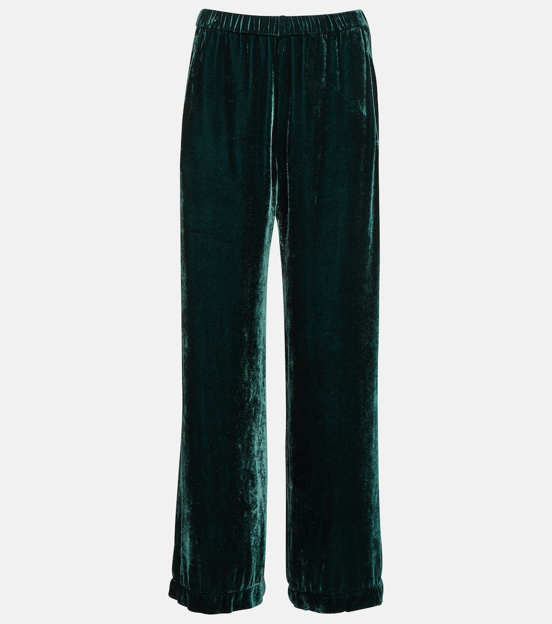 Frida Velvet wide-leg velvet trousers, green