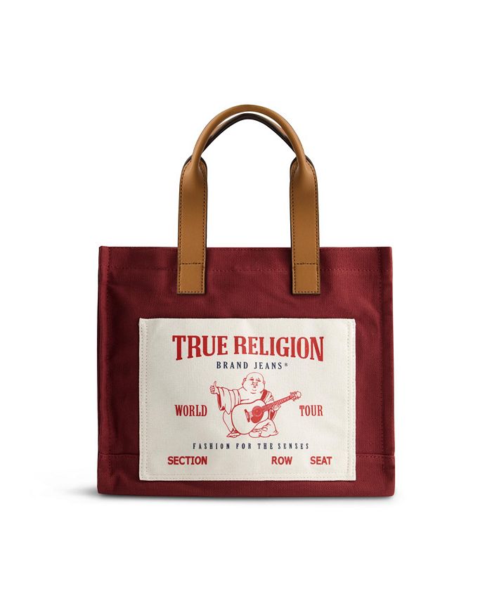 حقيبة يد صغيرة True Religion متوسطة الحجم باللون الأحمر