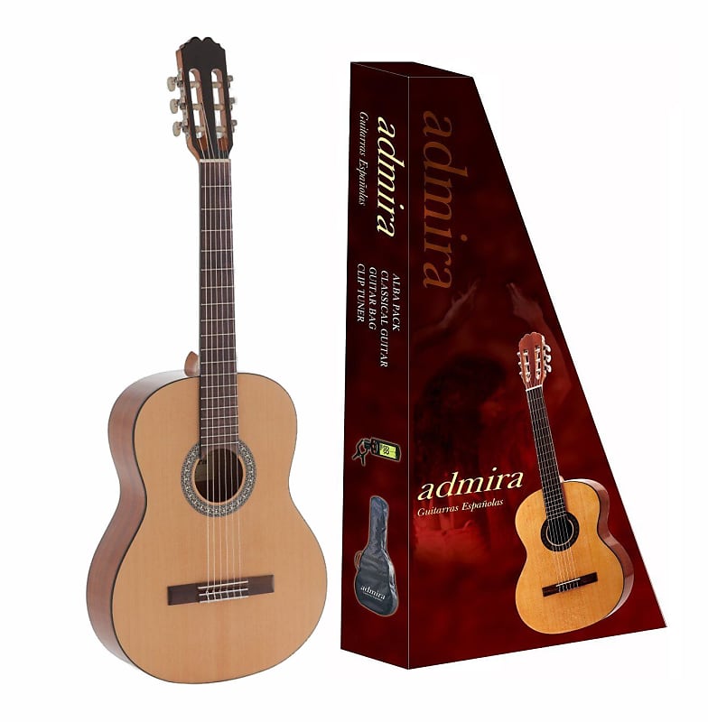 Acoustic guitar Admira Guitar Pack Alba 4/4 Classical Guitar with Tuner, Gig Bag & Color Box