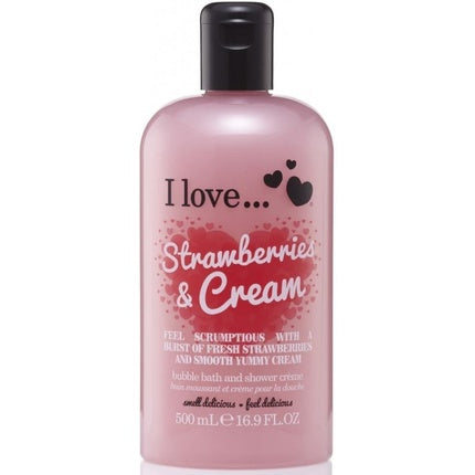 I Love Originals Strawberry and cream Bath and shower cream with natural fruit extracts and vitamin B5 500ml , I Love Cosmetics