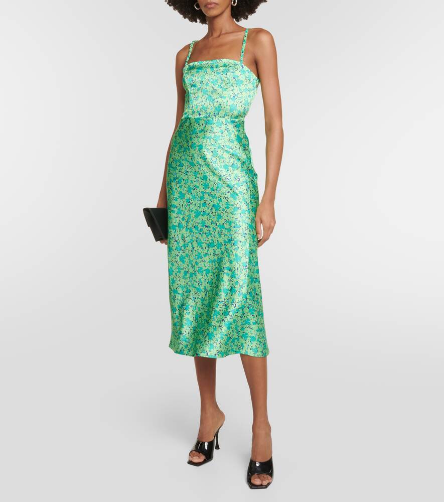 ROTATE BIRGER CHRISTENSEN satin midi dress with floral print, multicolor