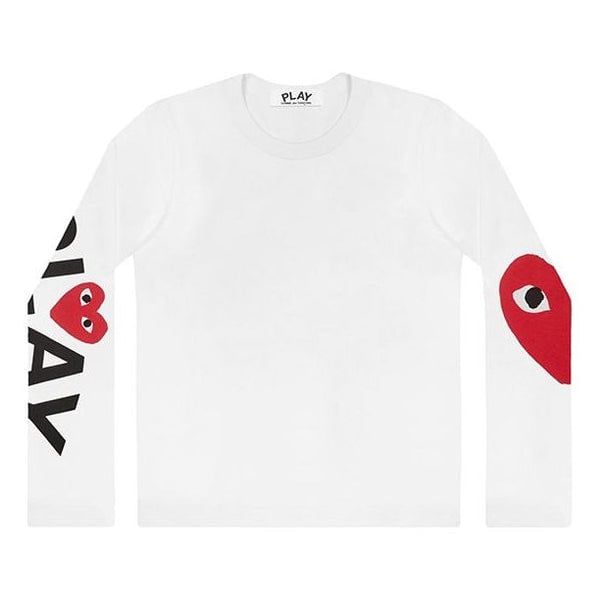 T-shirt CDG Play Sleeve Logo Round Neck Long Sleeves White, white