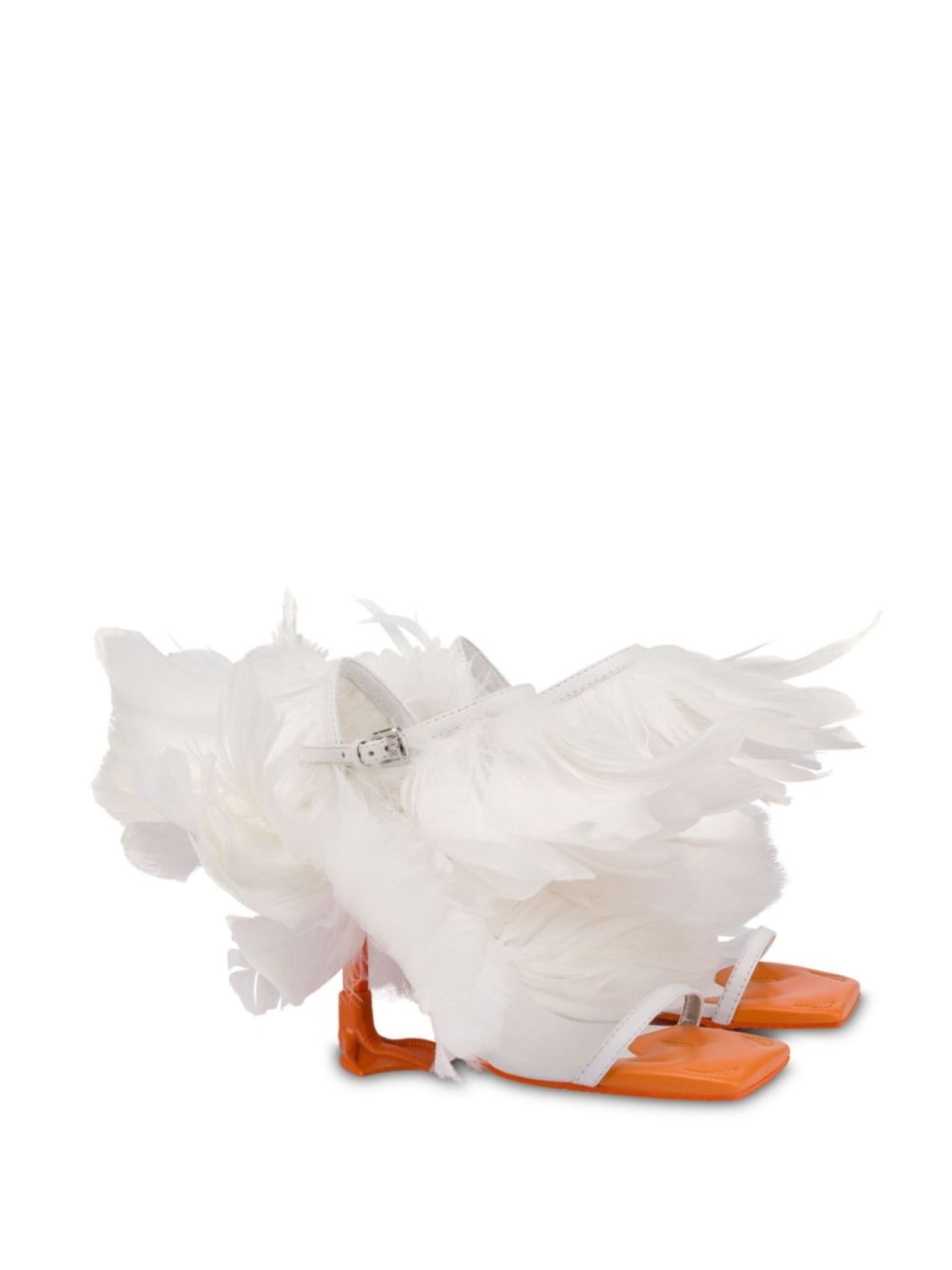 Moschino Feather Sandals, White