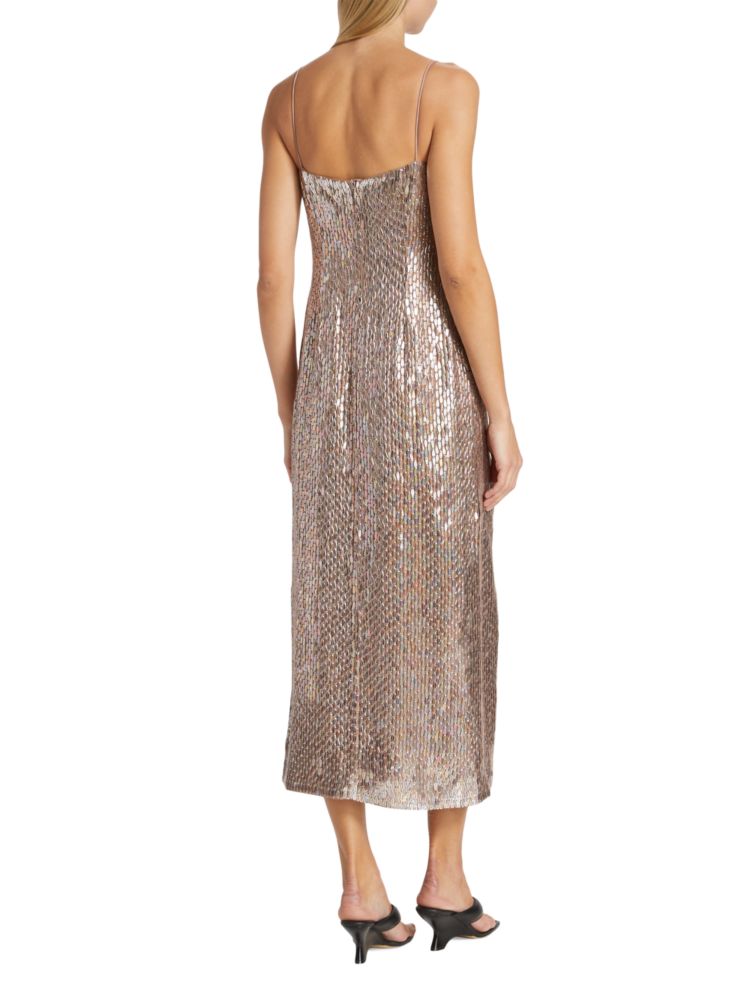 Alexis metallic snakeskin slip dress, lavender