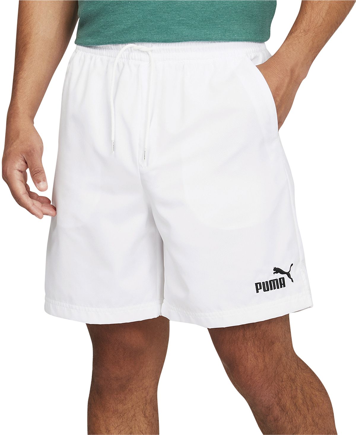 Puma Men's Essentials+ Embroidered Logo Moisture-Wicking 7" Drawstring Shorts