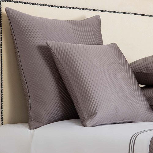 Luxury Herringbone Throw Pillow, 20" x 20" Frette, Gray