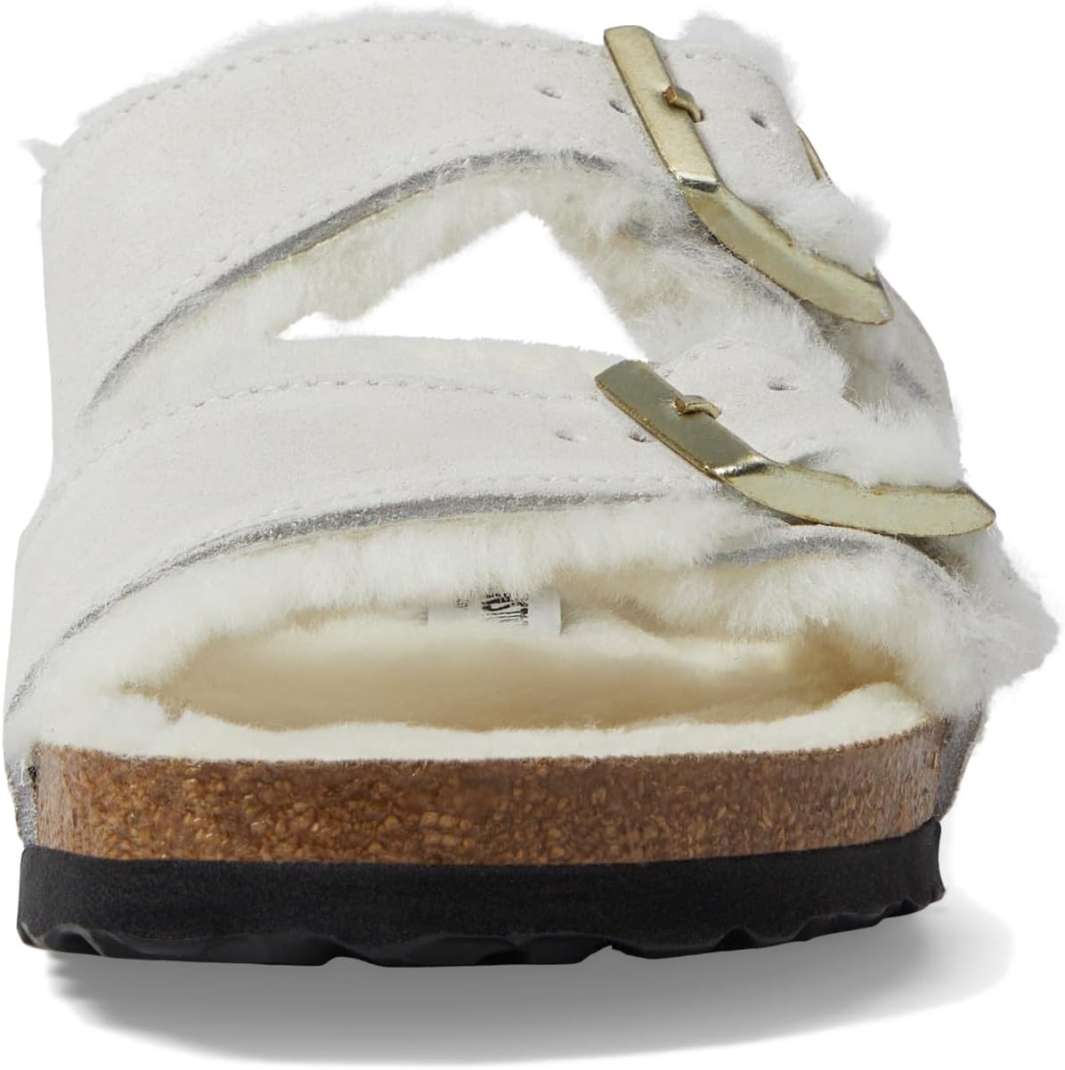 Arizona Shearling Flat Sandal - Suede Birkenstock in Antique White/Antique White