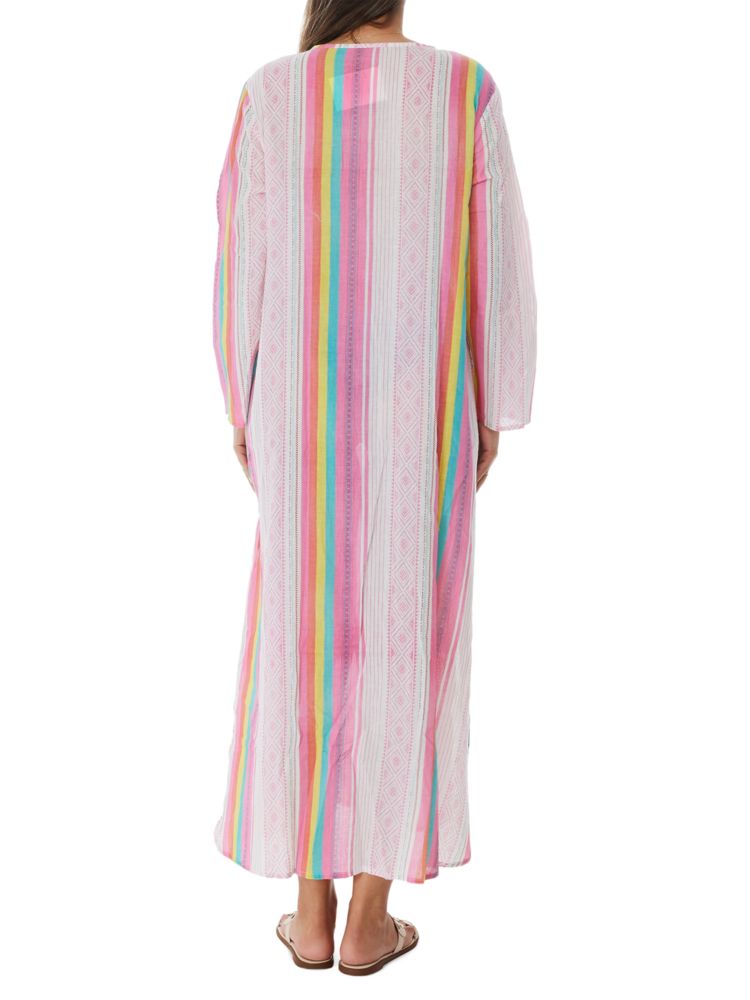 Ranee'S Beaded Striped Maxi Beach Dress, Pink