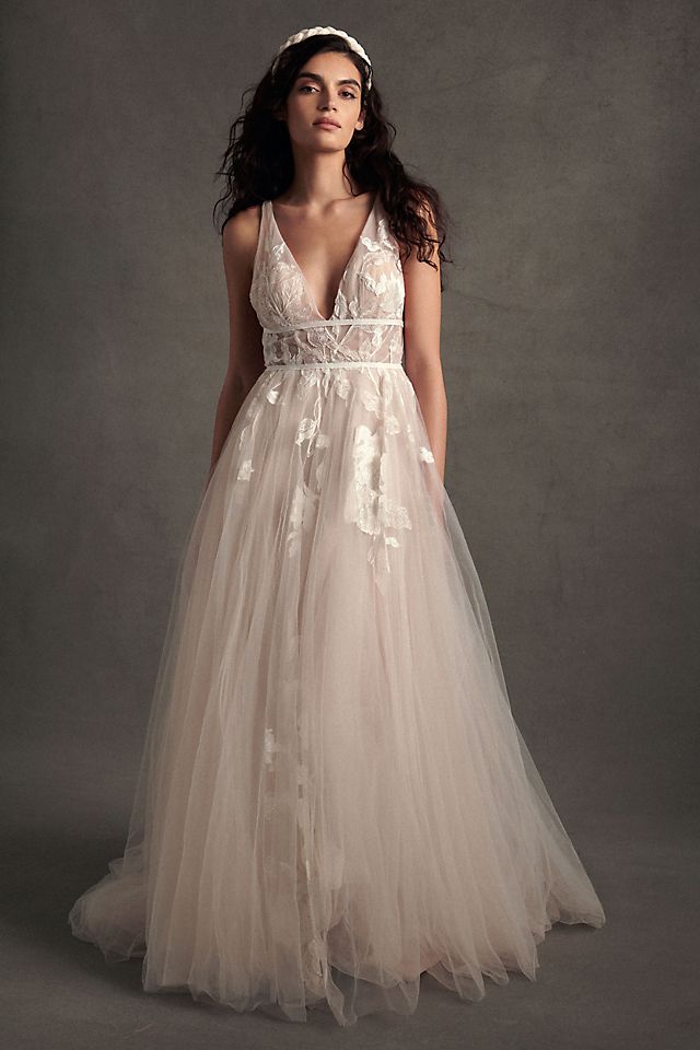 Willowby by Watters Hearst A-line tulle and ivory wedding dress