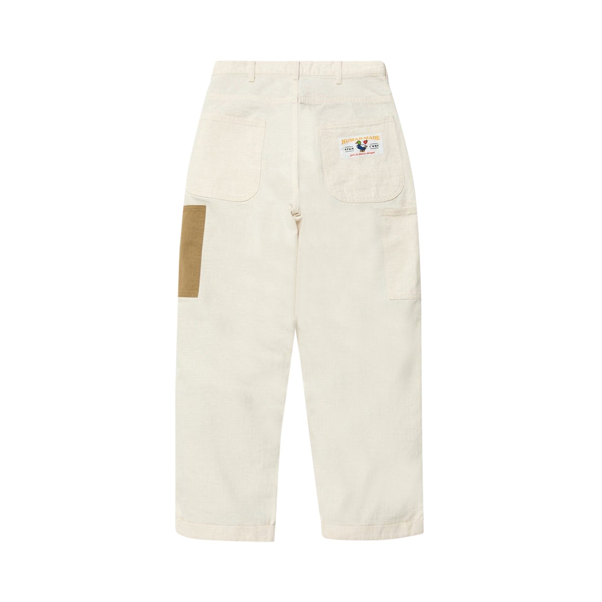 Artist's trousers with herringbone pattern, white