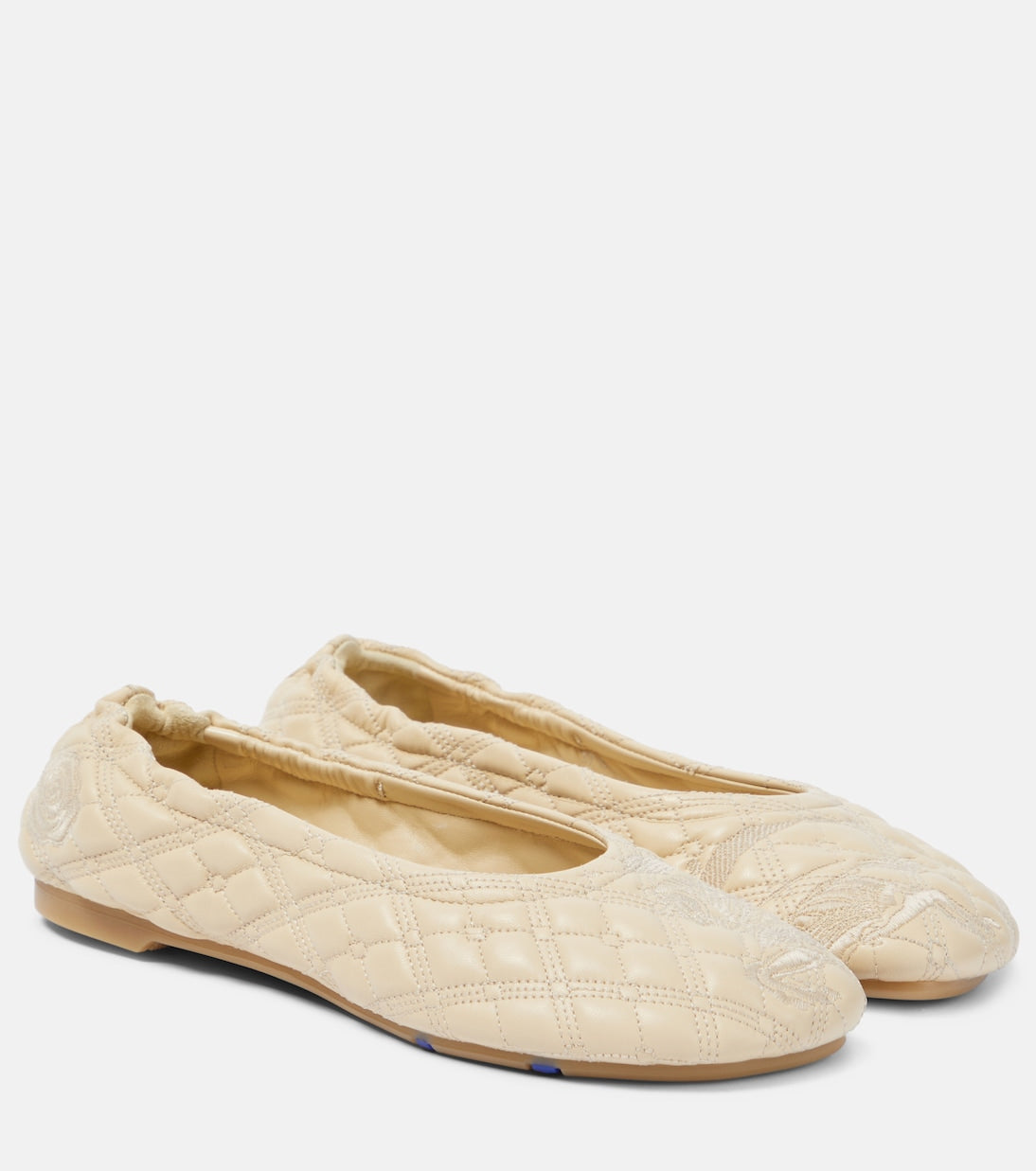 EKD Burberry Quilted Leather Ballet Shoes, Beige