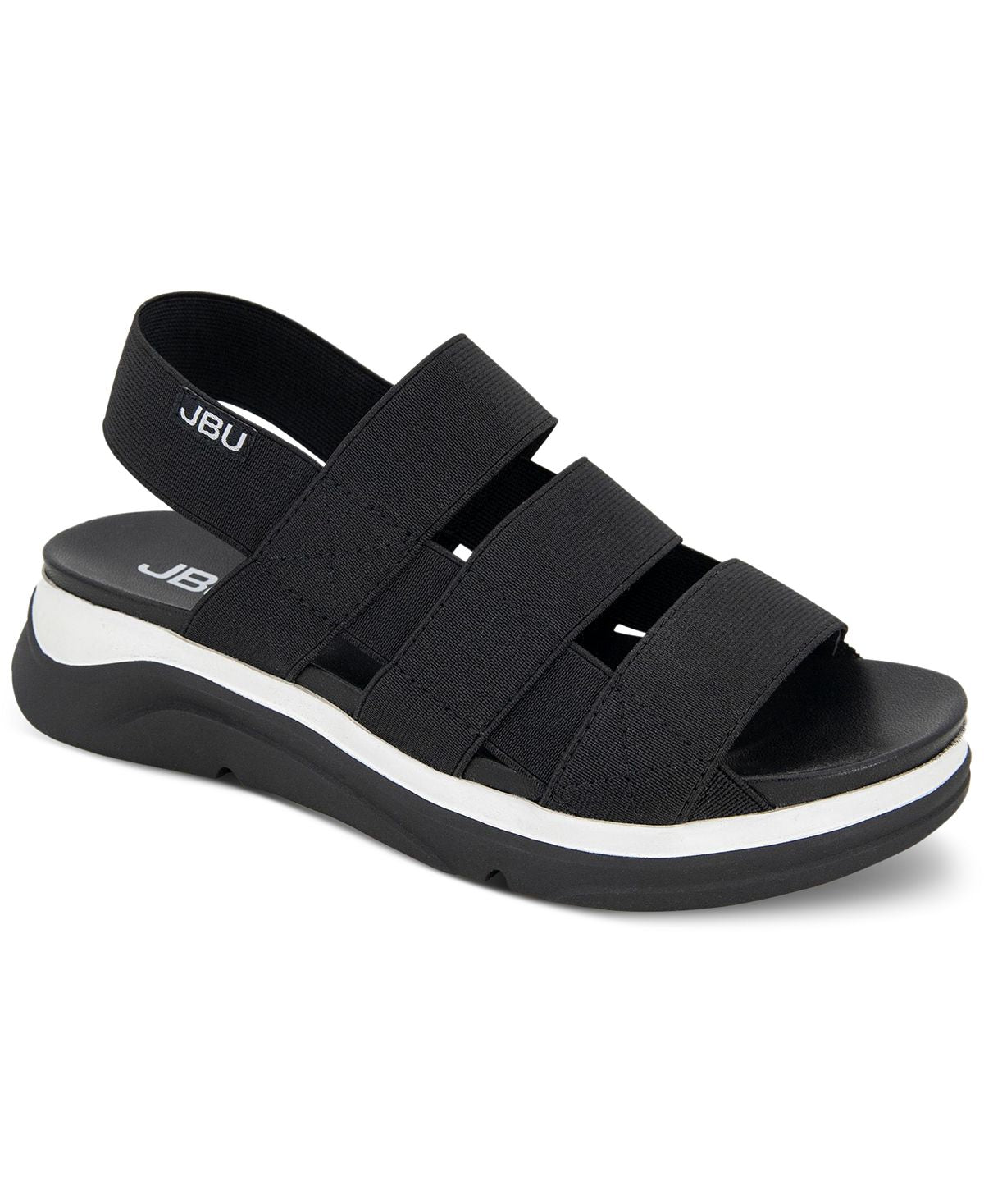 JBU Ava Slip-On Open Heel Sports Sandals, Black