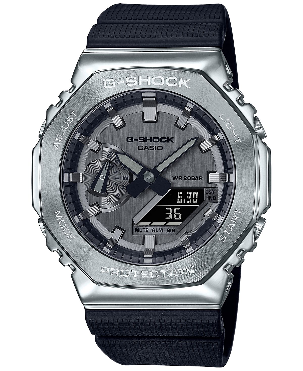 Men's watch with black and silver strap, 45.2 mm G-Shock