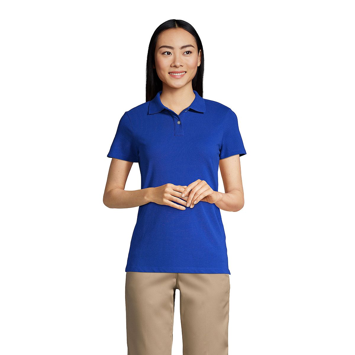 Lands' End Women's Short Sleeve Mesh School Uniform Polo Shirt