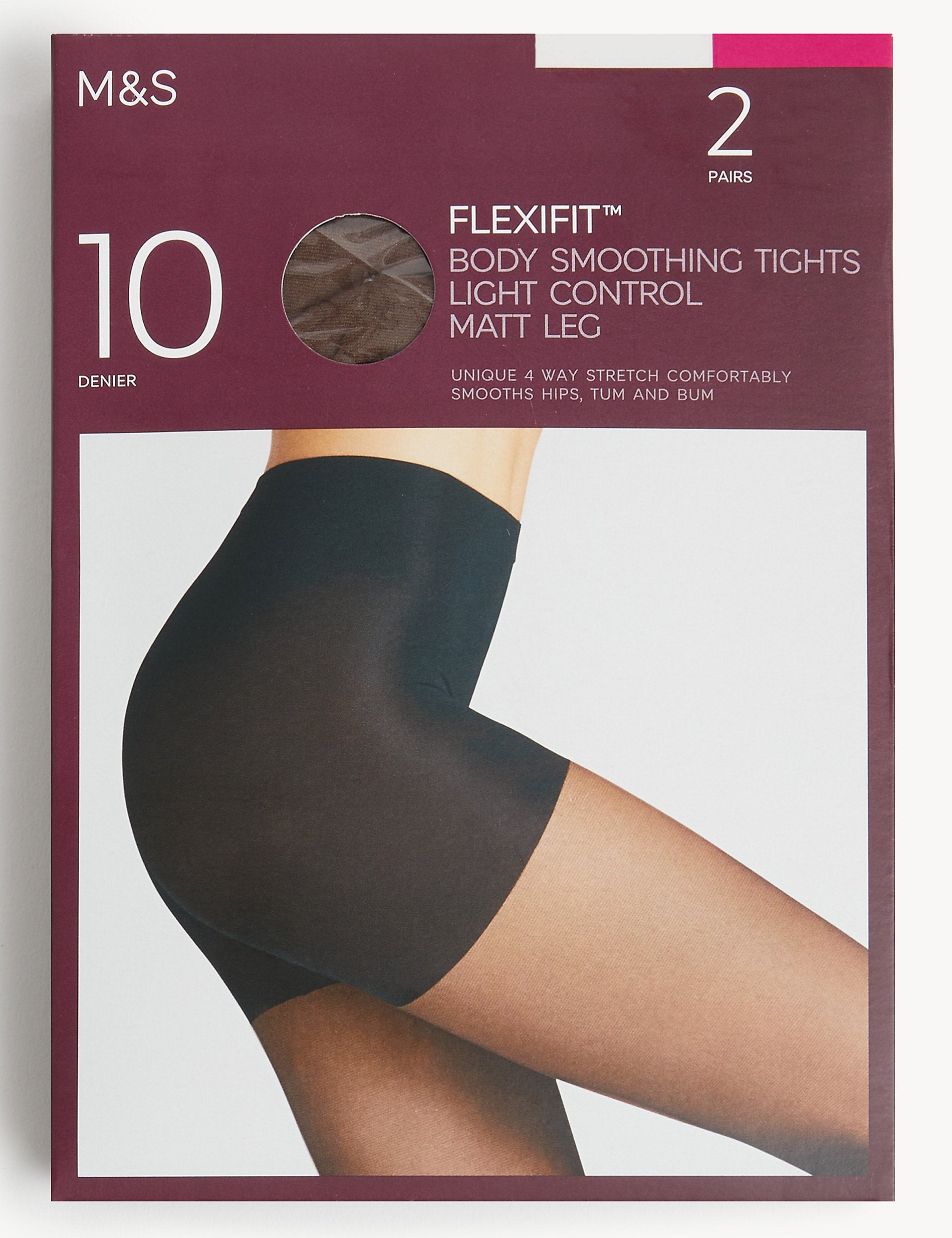 زوجان من الجوارب الضيقة الشفافة 10D Light Control Flexifit من Marks &amp; Spencer