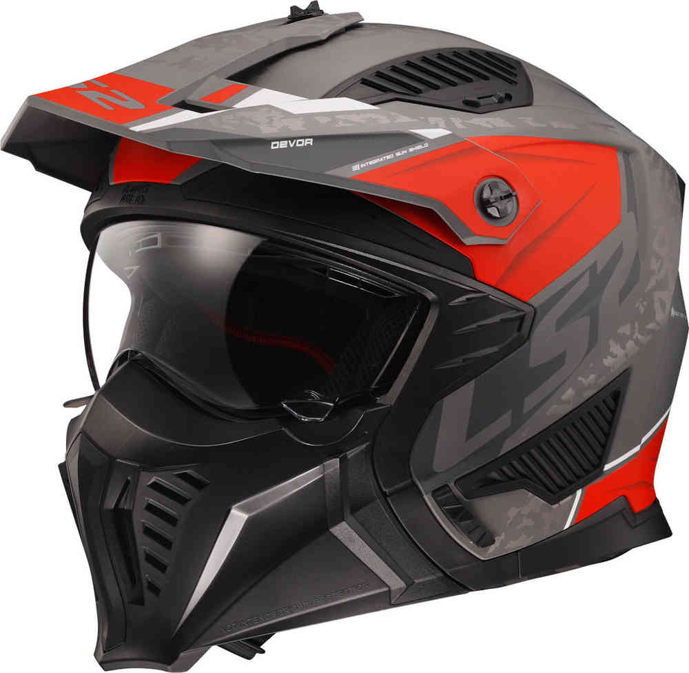 OF606 Devor LS2 Drifter Helmet, matte grey/red