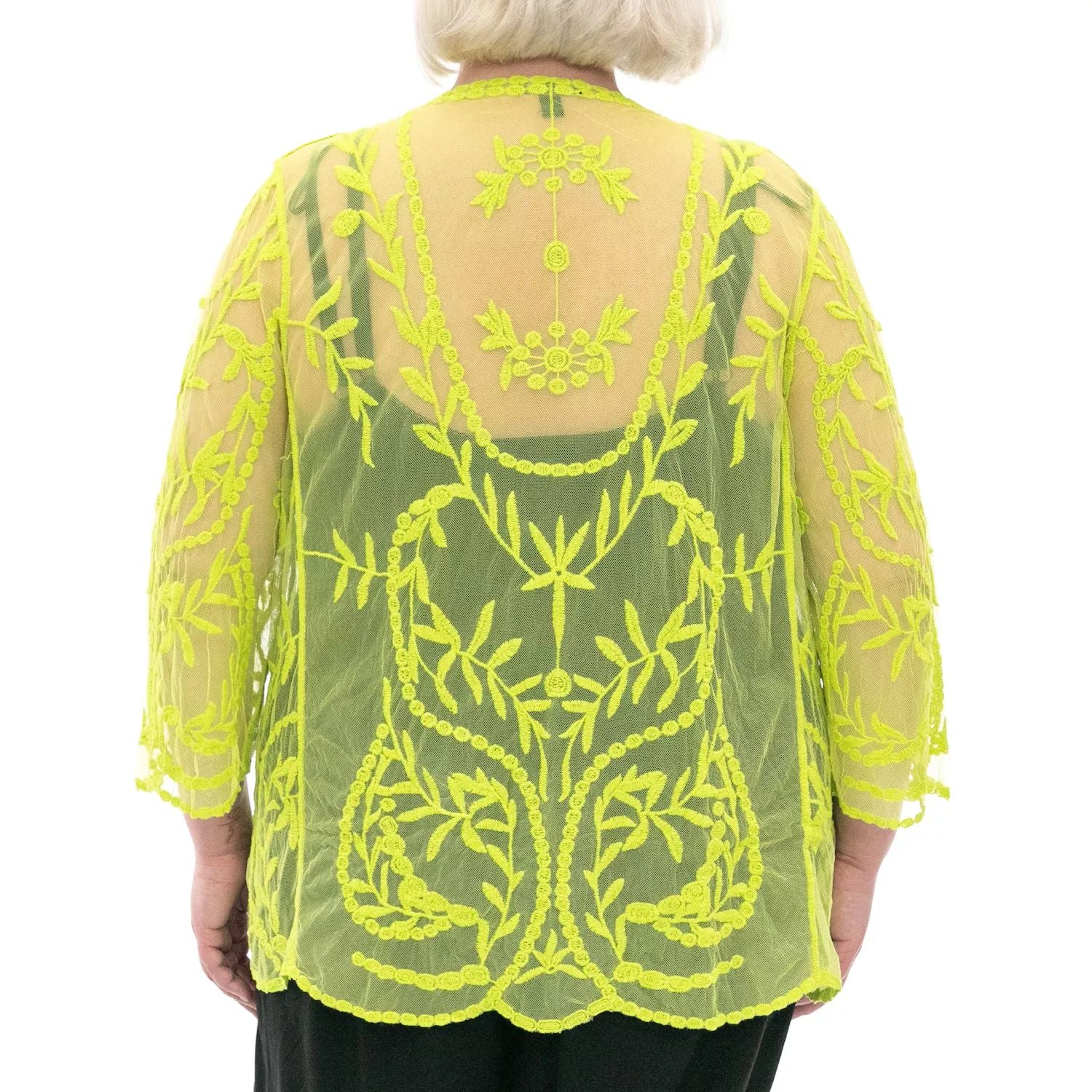 Plus Size Nina Leonard Floral Embroidered Mesh Bolero Nina Leonard