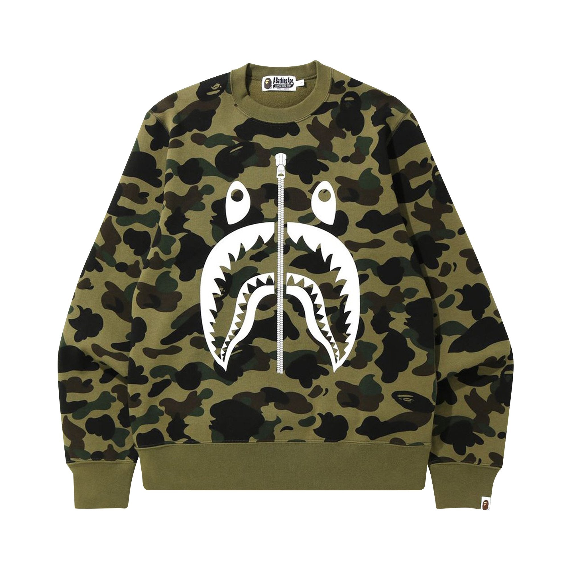 تي شيرت BAPE 1st Camo Shark Crewneck باللون الأخضر